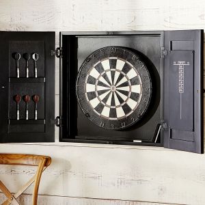 Dartboard Wood Cabinet Game Set - Black