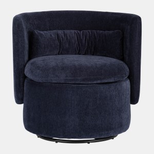 Sagebrook Round-Back Swivel Chair, Blue