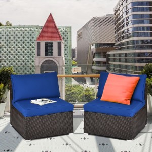 Patio Rattan Armless Sofa Set