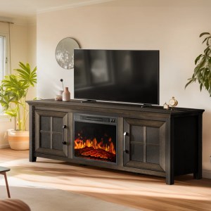 Modern 57.8" Electric Fireplace Media Console TV Stand