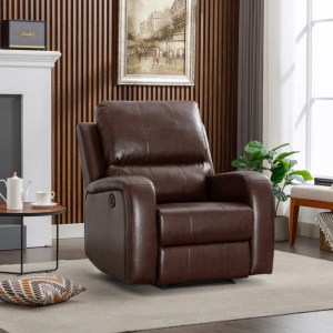 Wide Modern Vegan Leather Electric Power Recliner