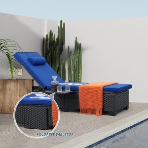 Outdoor Chaise Lounge Chair PE Wicker Patio Furniture
