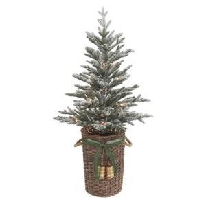 Harborside De'cor 48" Pre-Lit Flocked Topiary in Woven Basket